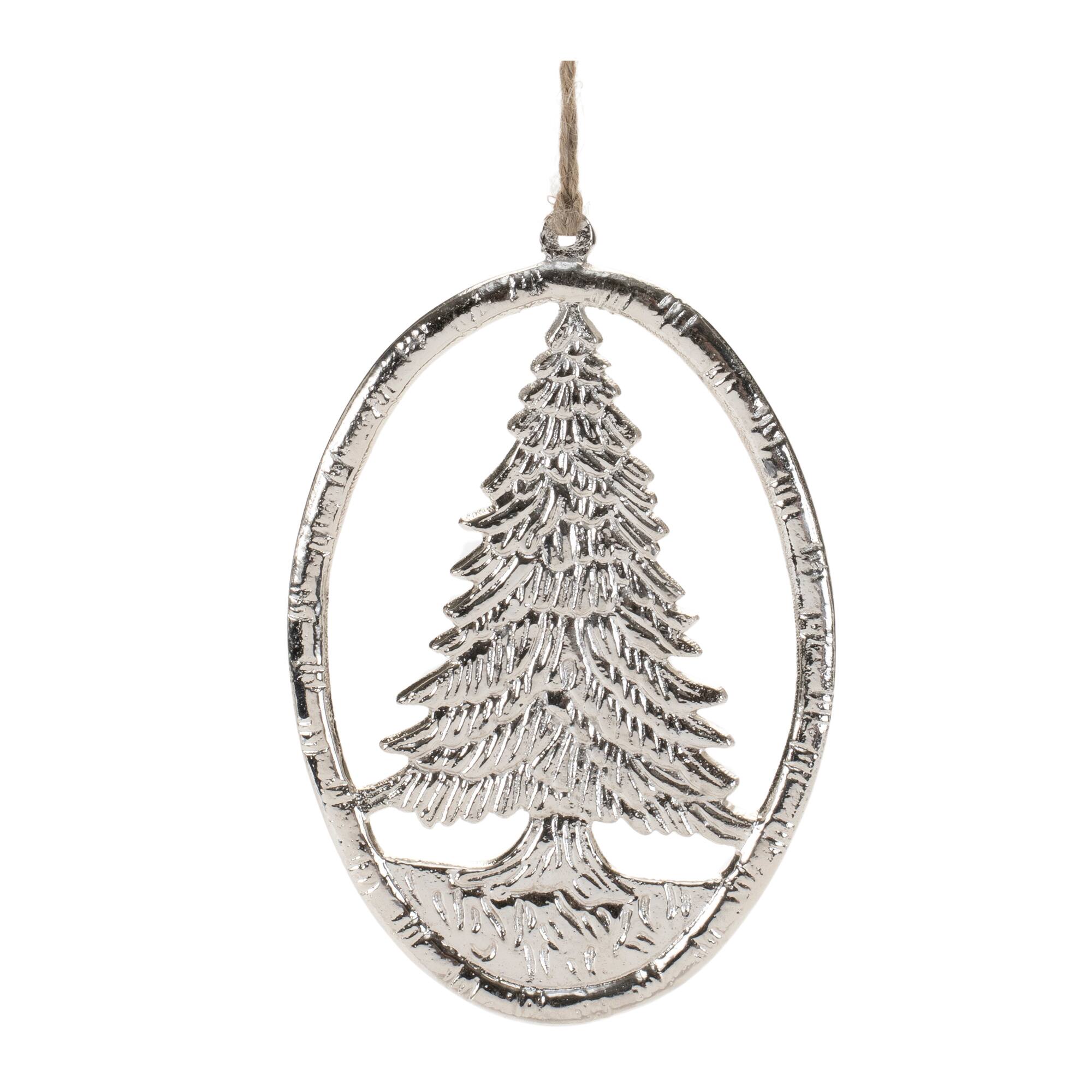 6.25" Etched Metal Pine Tree Ornaments, 12ct.
